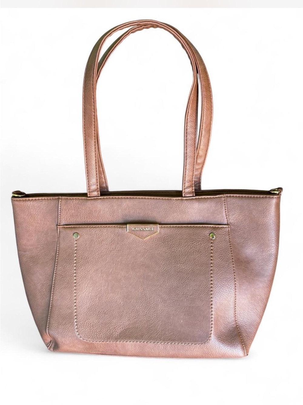 Western style brown pebbled leather hand bag
Gussachi Neutral tone tote